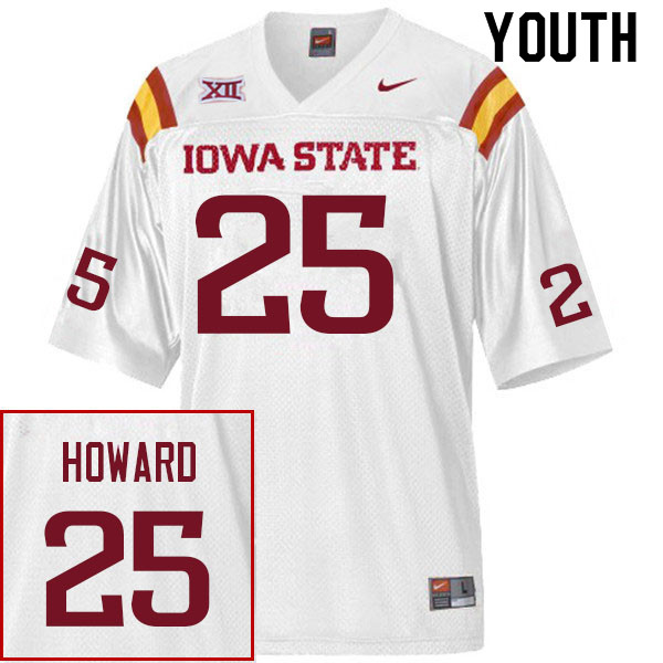 Youth #25 Trevon Howard Iowa State Cyclones College Football Jerseys Sale-White